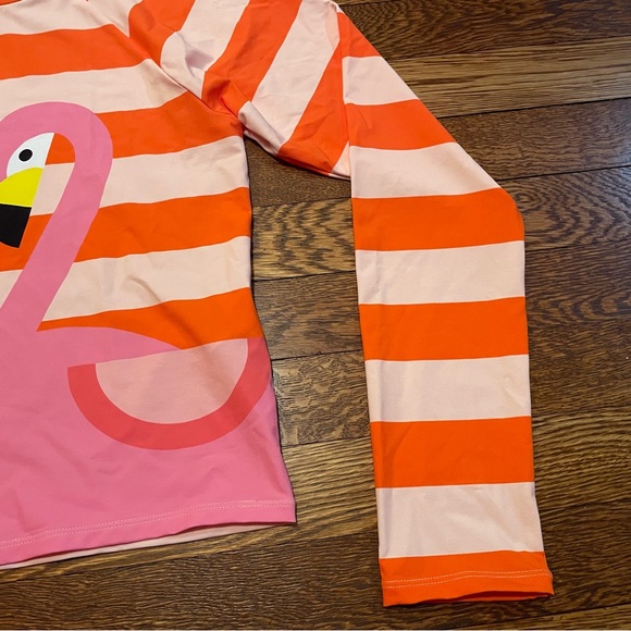 NWT Stella McCartney Orange Striped Flamingo Rash Guard Size 14 - Picture 5 of 12